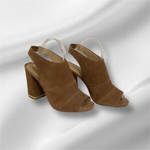 Michael Kors Tan Suede Block Heel Slingback Size 9M